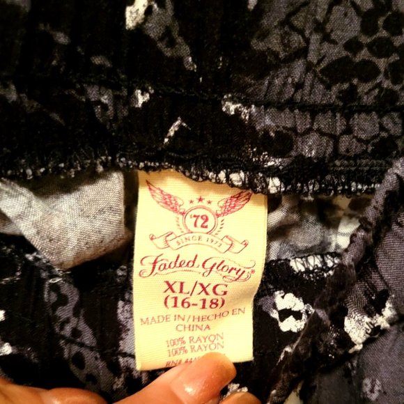 Faded Glory Womens Pants Black XL Plus Size Animal Print Straight Leg - Picture 3 of 8